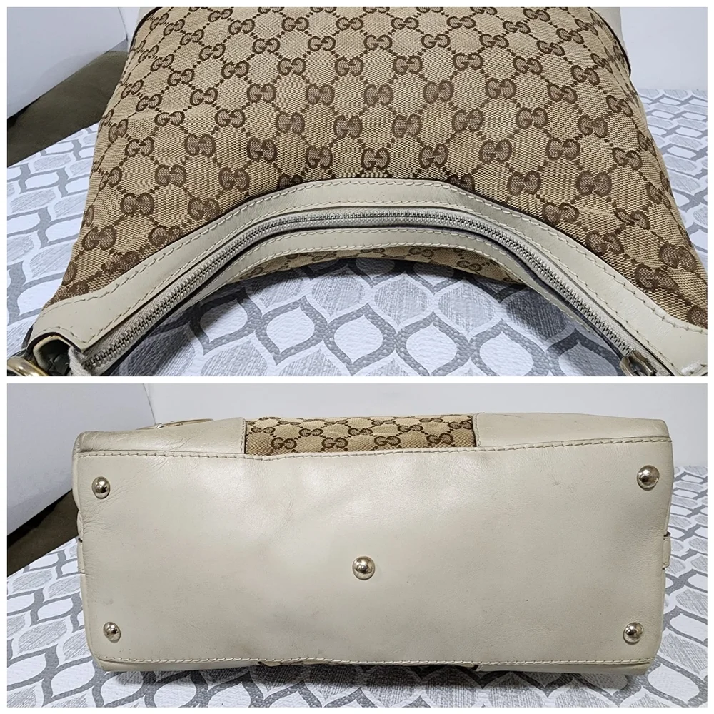 GUCCI Monogram Medium Lovely Heart Hobo Off White/Brown